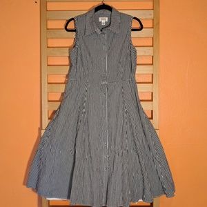 Talbots Shirtdress Black White Ginghsm 12 Petite